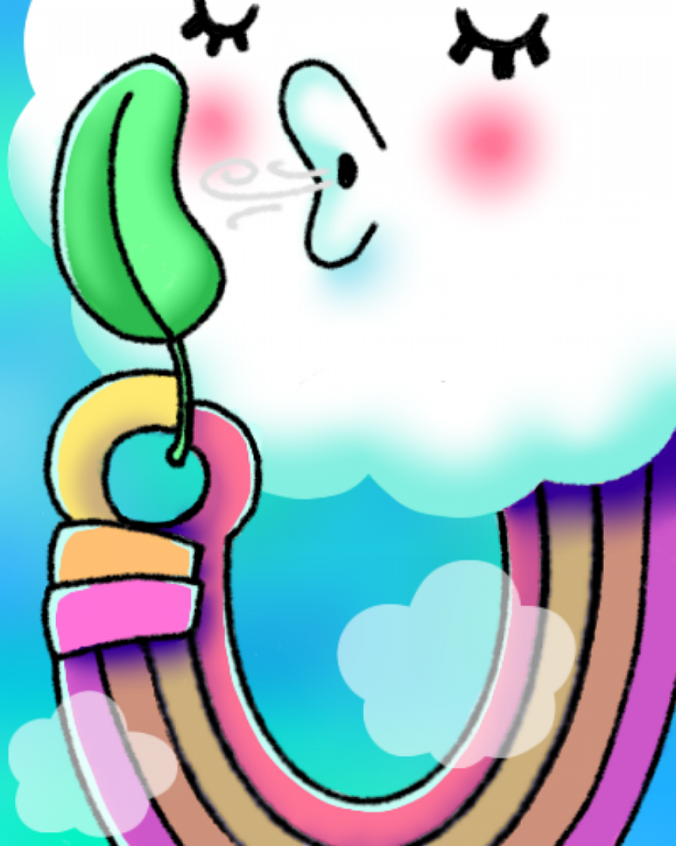 Rainbow cloud and leaf